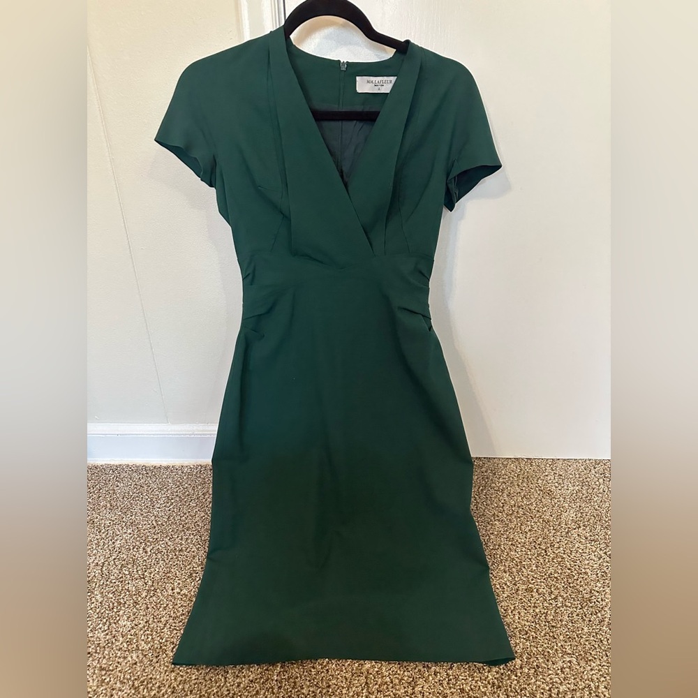 MM Lafleur Deep Green V-Neck Midi Dress